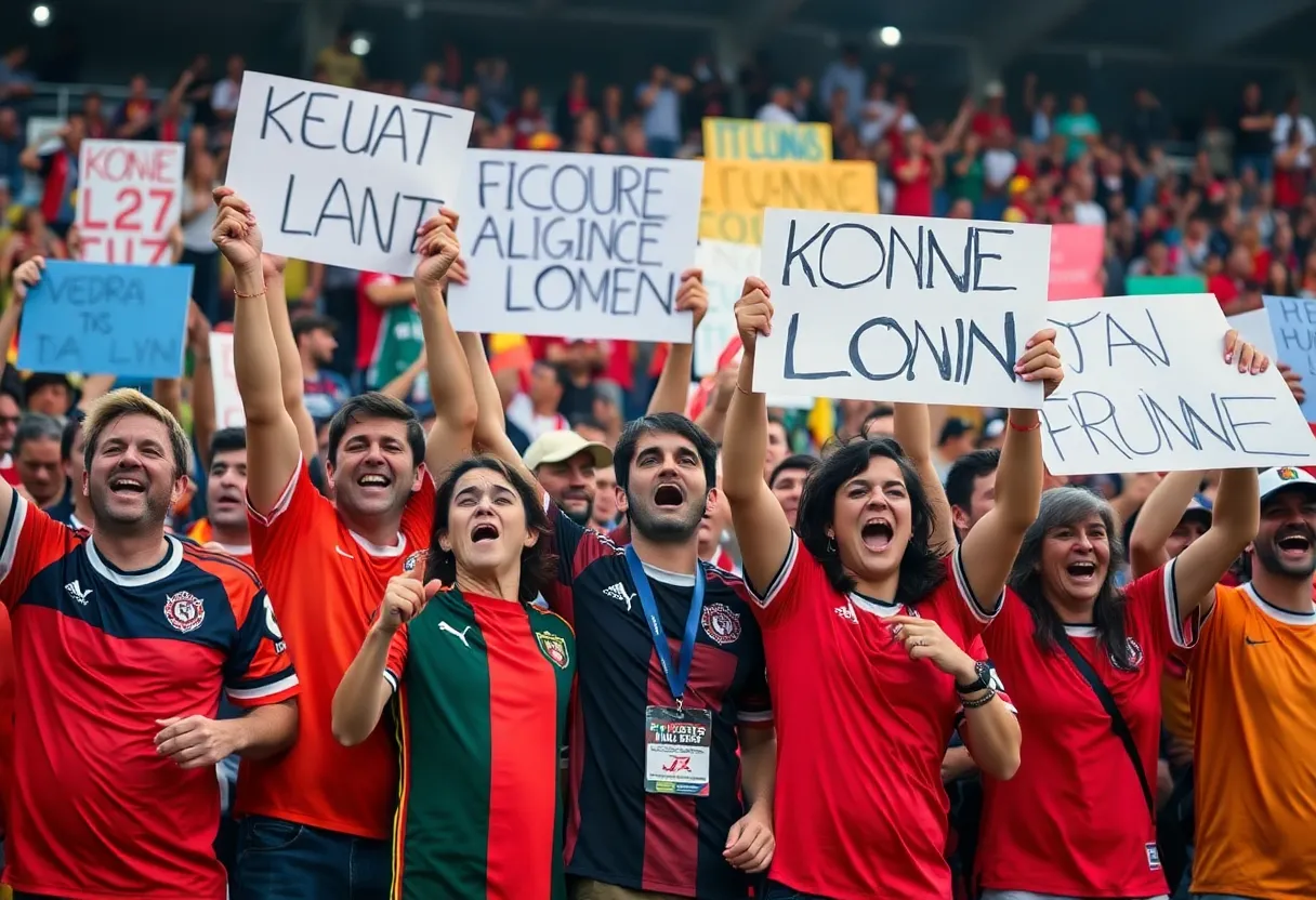 Fans celebrating the FIFA World Cup