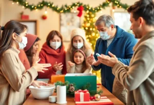 Families practicing flu prevention measures during the holiday season in Dallas.