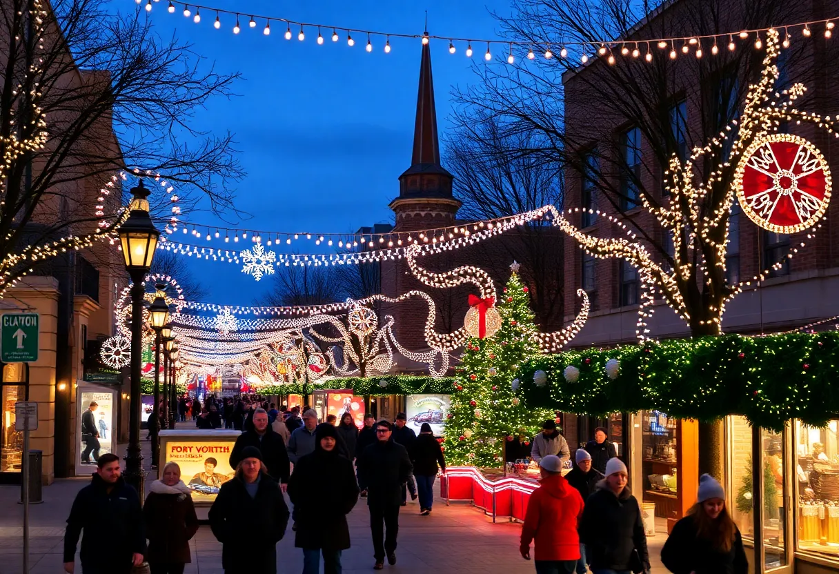 Festive decorations in Fort Worth during Christmas
