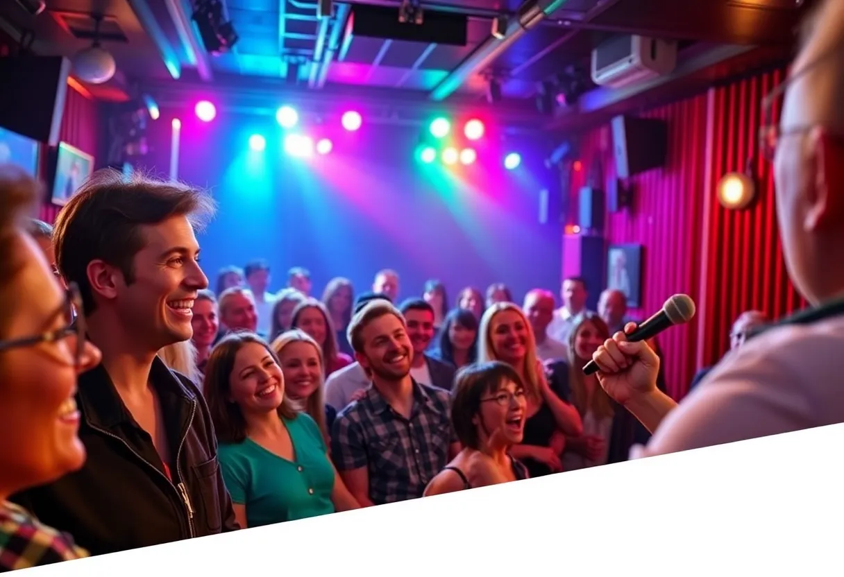 Audience enjoying a late-night comedy show at Big Laugh Comedy Club in Fort Worth