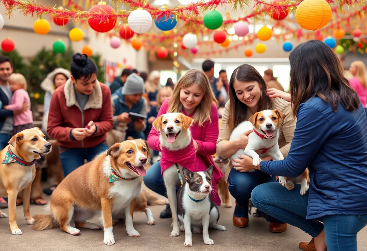 Happy families and pets at the Fort Worth Holiday Adoption Event