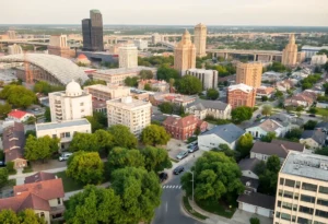 Illustration of Fort Worth cityscape focusing on community safety initiatives.