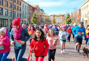 Participants running in the Frosty 5K in Frisco, Texas