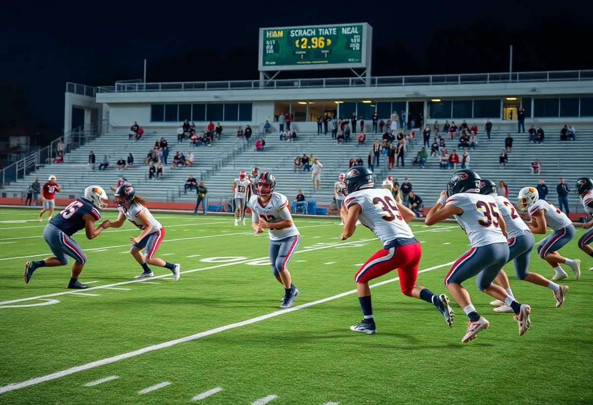 Frisco Lone Star players celebrate their victory in a football game.
