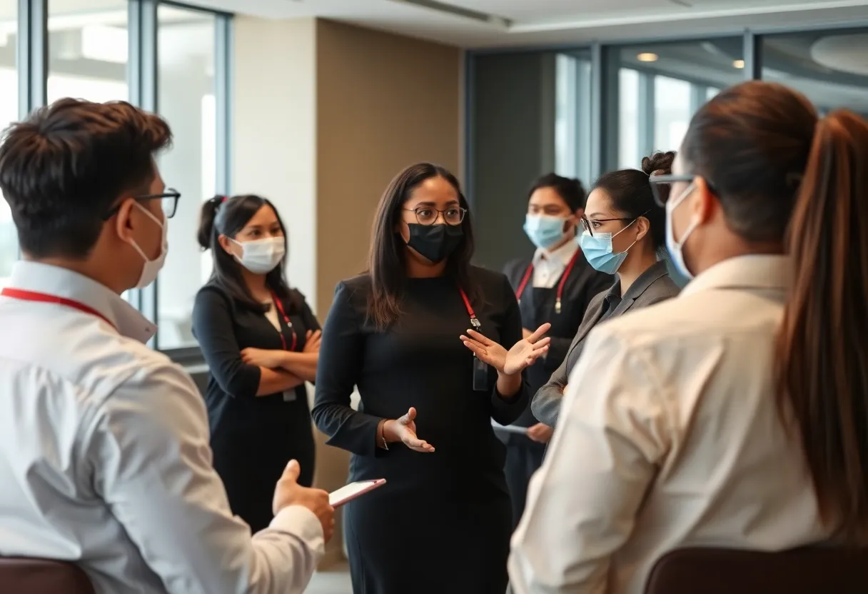 Hospitality professionals participating in a safety training workshop.