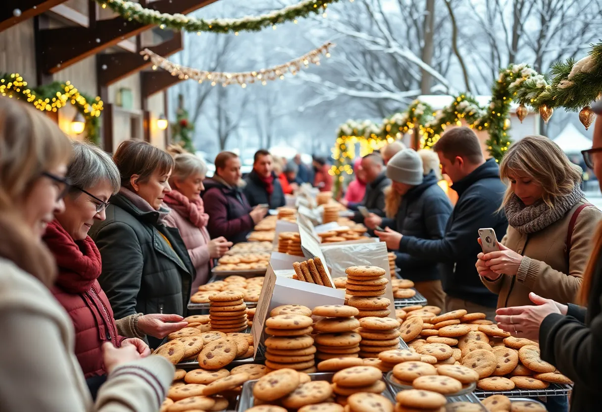 Community members at the Great Holiday Cookie Challenge bake sale