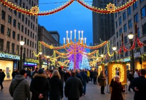 Community gathering celebrating Hanukkah in Dallas TX