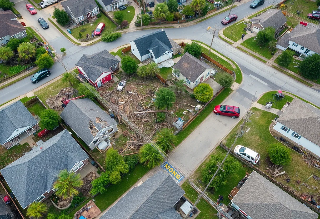 Destruction left by tornado in Harris County