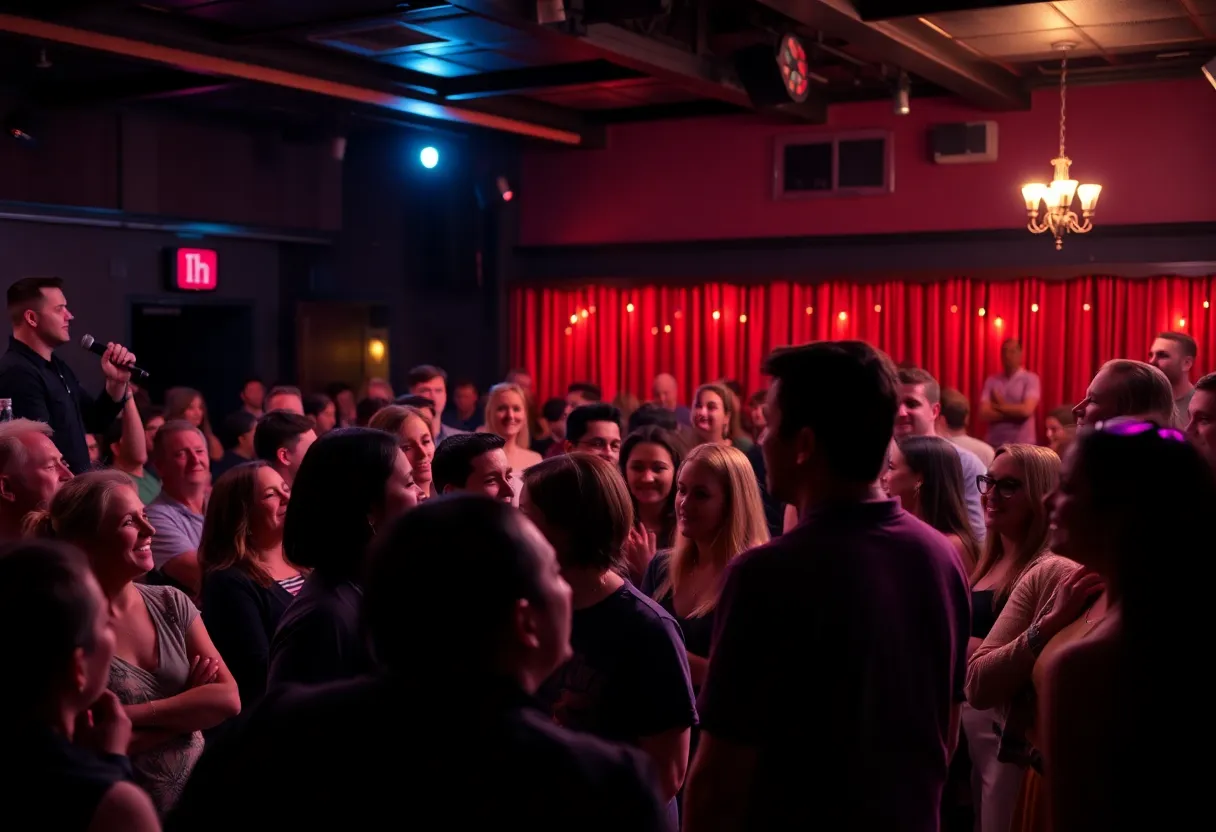 Audience laughing at the Highly Offensive comedy show in Dallas