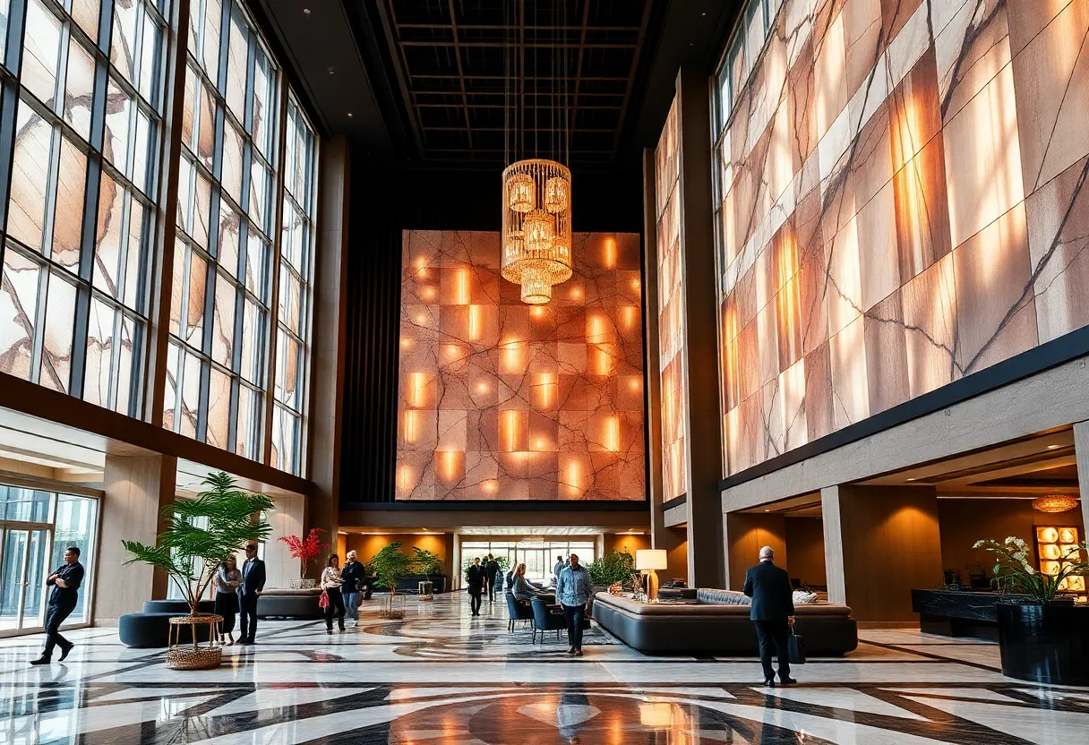Renovated lobby of the Hilton Anatole Hotel in Dallas