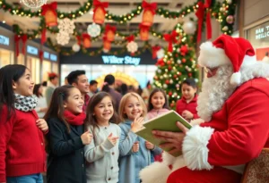 Families enjoying holiday activities at NorthPark Center