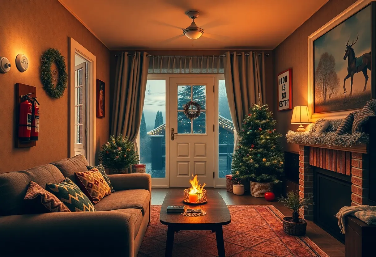 A warm home equipped with fire safety measures.