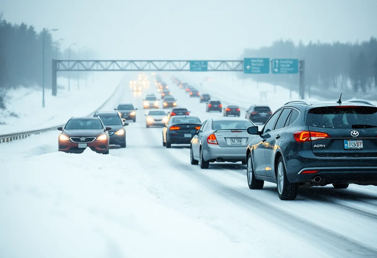 Accident scene on I-35 during winter storm conditions