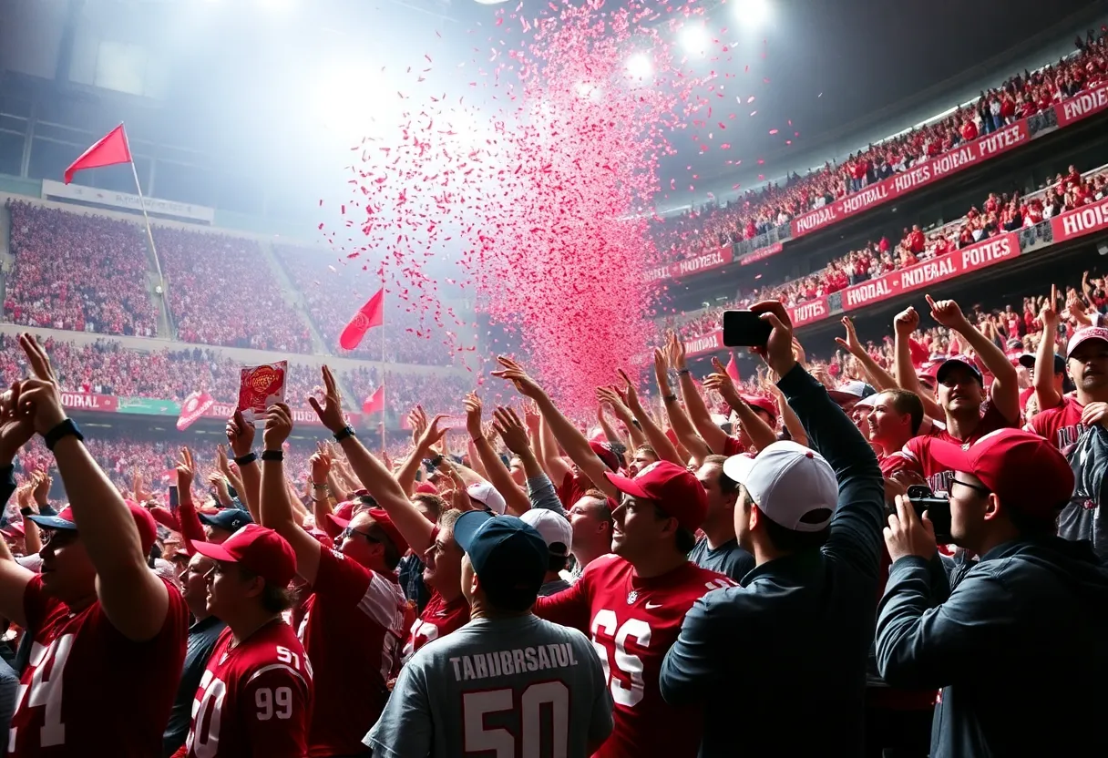 Fans celebrating Indiana Hoosiers victory in Big Ten Championship