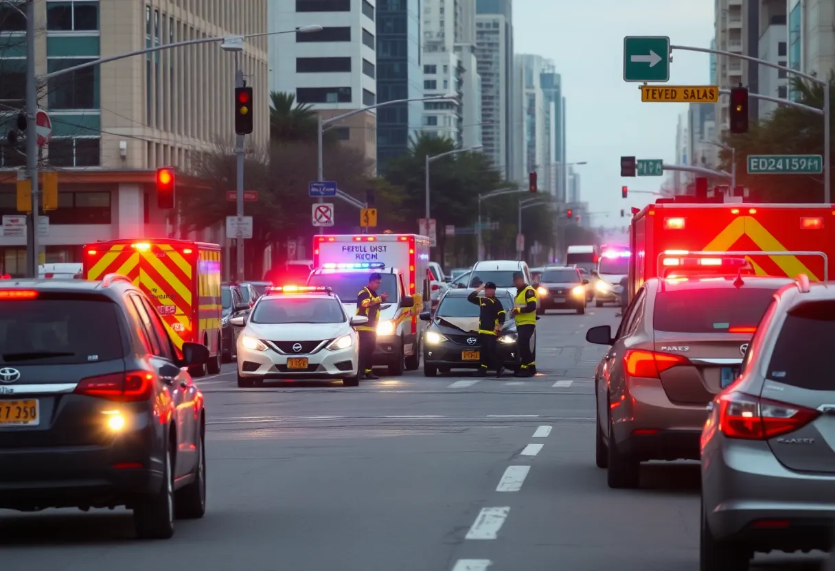 Emergency responders at the scene of an injury crash at Shiloh Rd & E Northwest Hwy in Dallas.