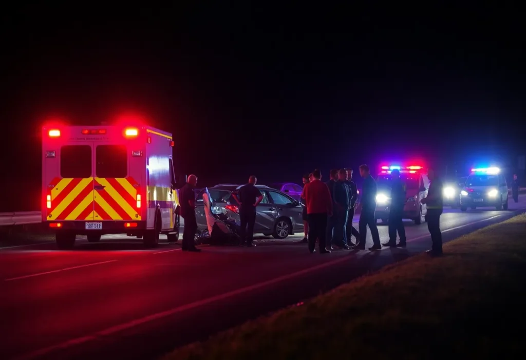 Emergency crews at an injury crash site on N Beckley Ave in West Dallas