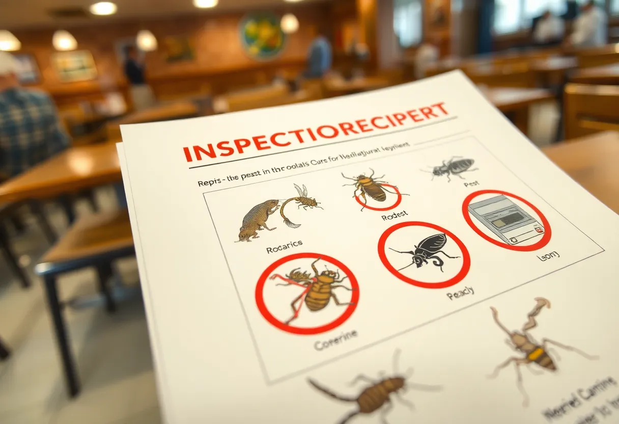 Inspection report highlighting pest problems in Dallas restaurants.