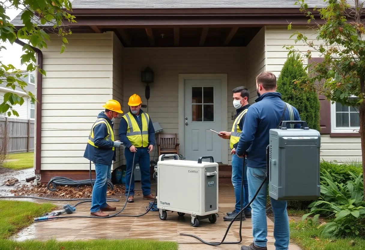 Intensa Dry restoration team working on water damage in a home