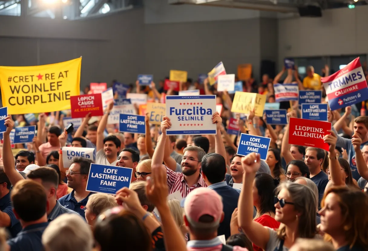 Supporters rallying for Jasmine Crockett's Senate campaign