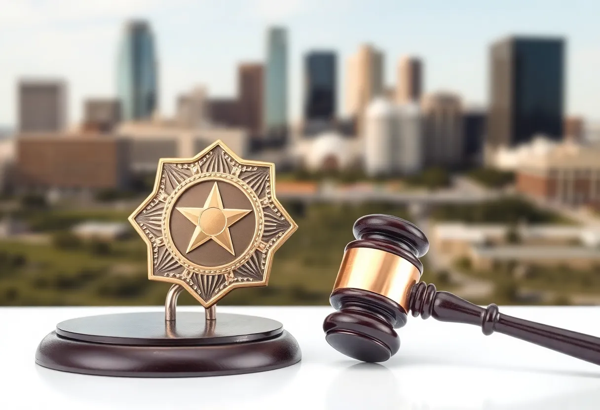 Police badge and gavel representing justice