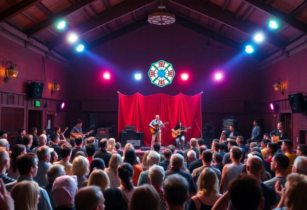 Image of a community concert at a fire hall
