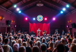 Image of a community concert at a fire hall