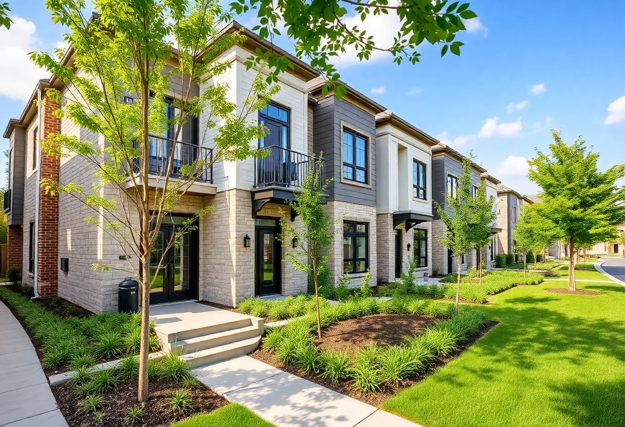 Modern luxury townhomes in Dallas with contemporary design.