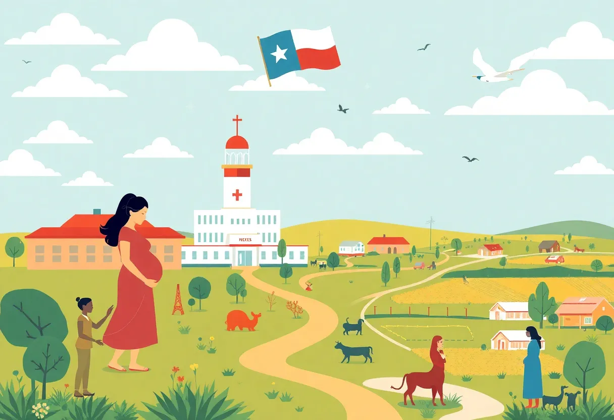 Illustration of maternal healthcare challenges in Texas