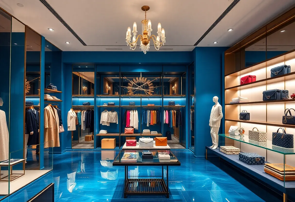 Interior view of Miu Miu's first Texas boutique showcasing luxury fashion.