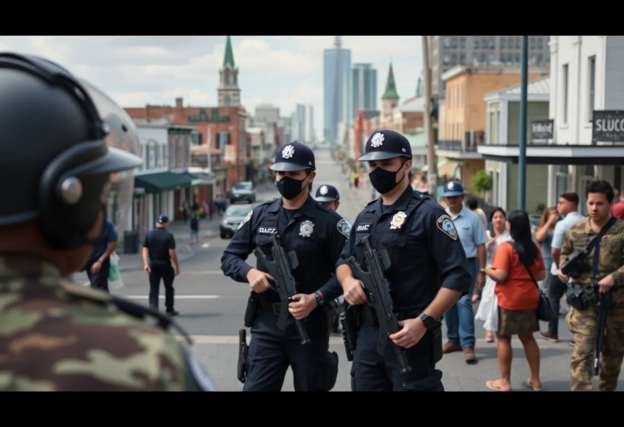 National Guard troops deployed in the streets of New Orleans for crime prevention