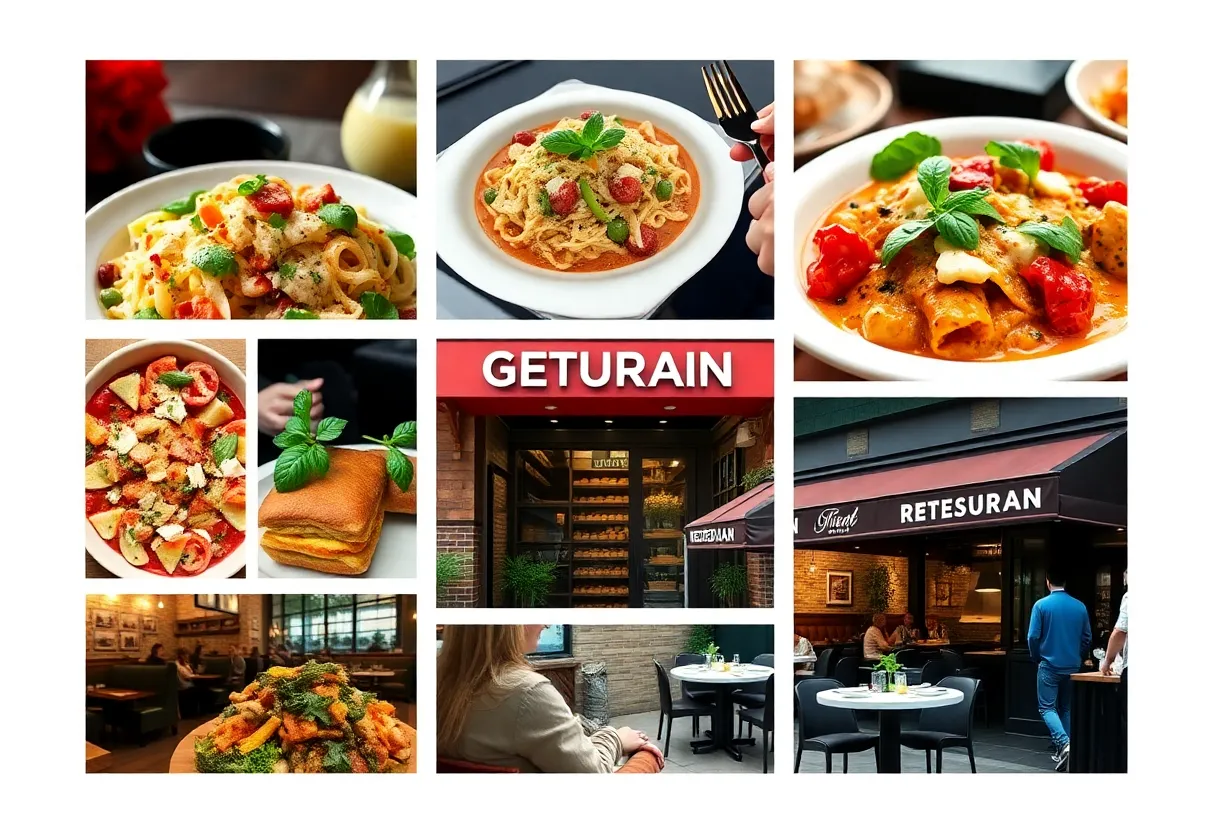 Collage of new Dallas restaurants featuring different cuisines