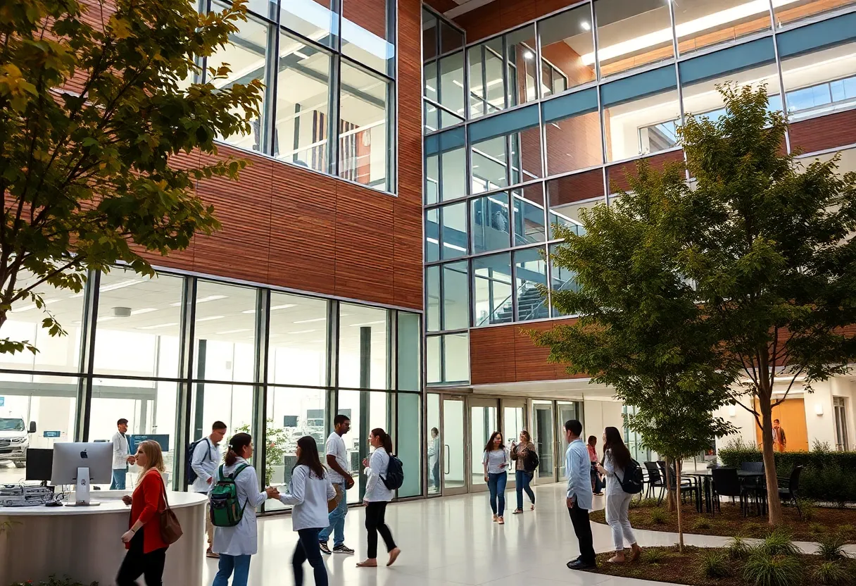 Exterior view of the new STEM center at UNT Dallas
