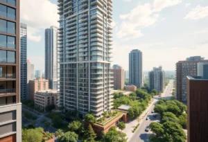 Rendering of the redesigned Oak Lawn Tower in Dallas
