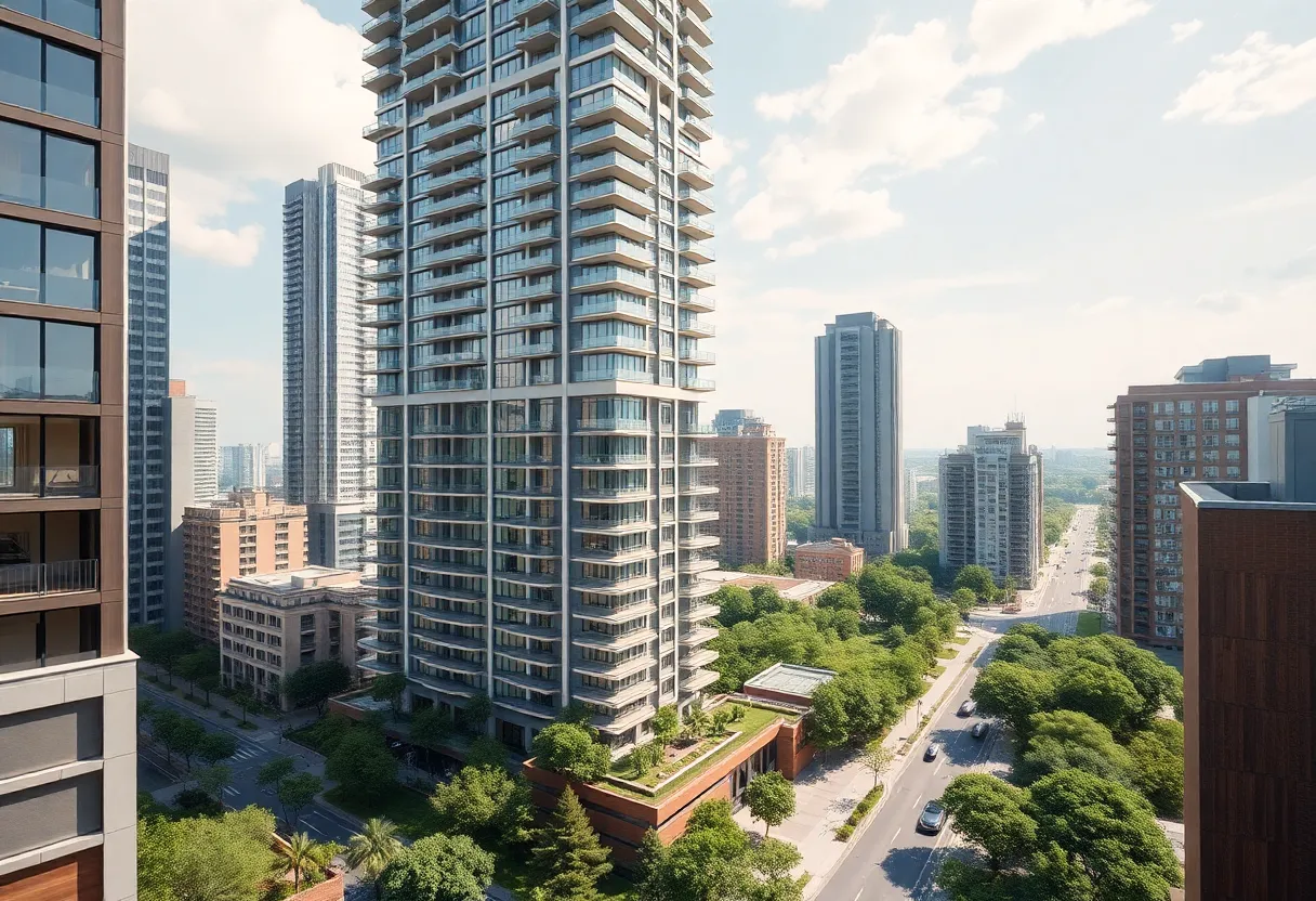 Rendering of the redesigned Oak Lawn Tower in Dallas