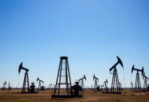 Panoramic view of oil wells in the Permian Basin, Texas and New Mexico
