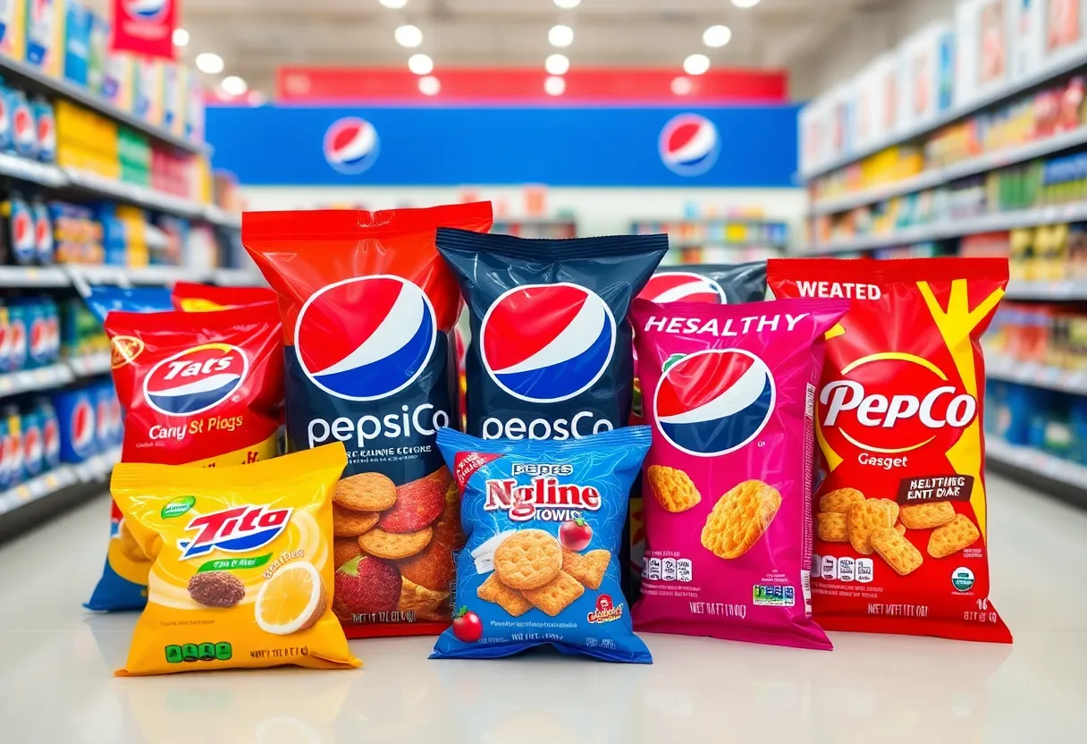A selection of PepsiCo products highlighting new healthier options.