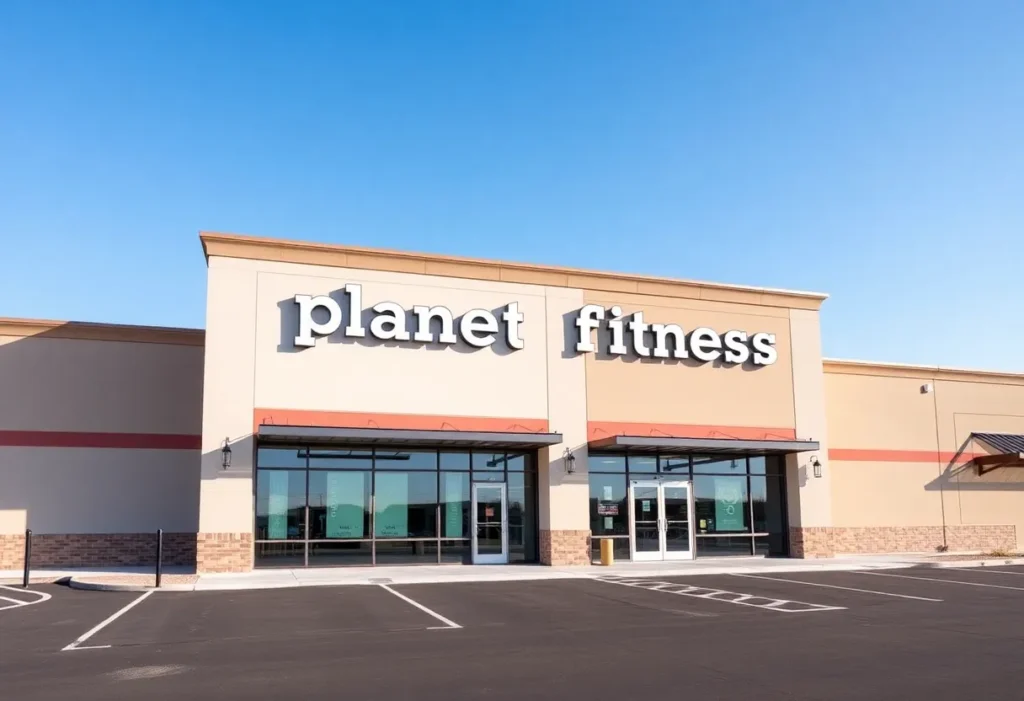 Exterior view of the new Planet Fitness gym in West Plano