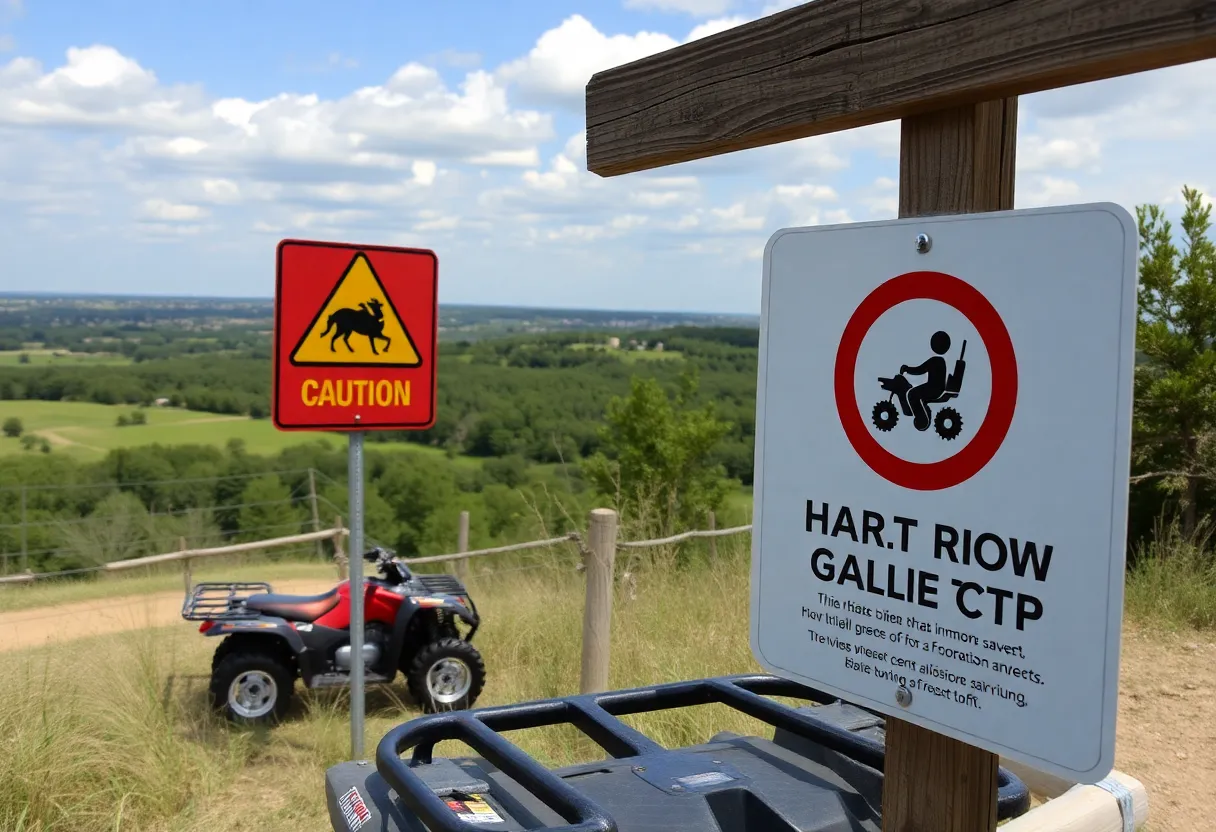 Caution signs for ATVs in Pleasant Grove, Dallas