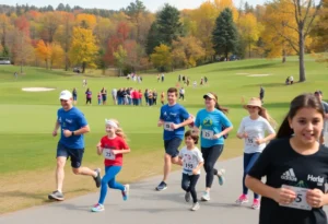 Families participating in the Redmond Turkey Trot at Juniper Golf Course