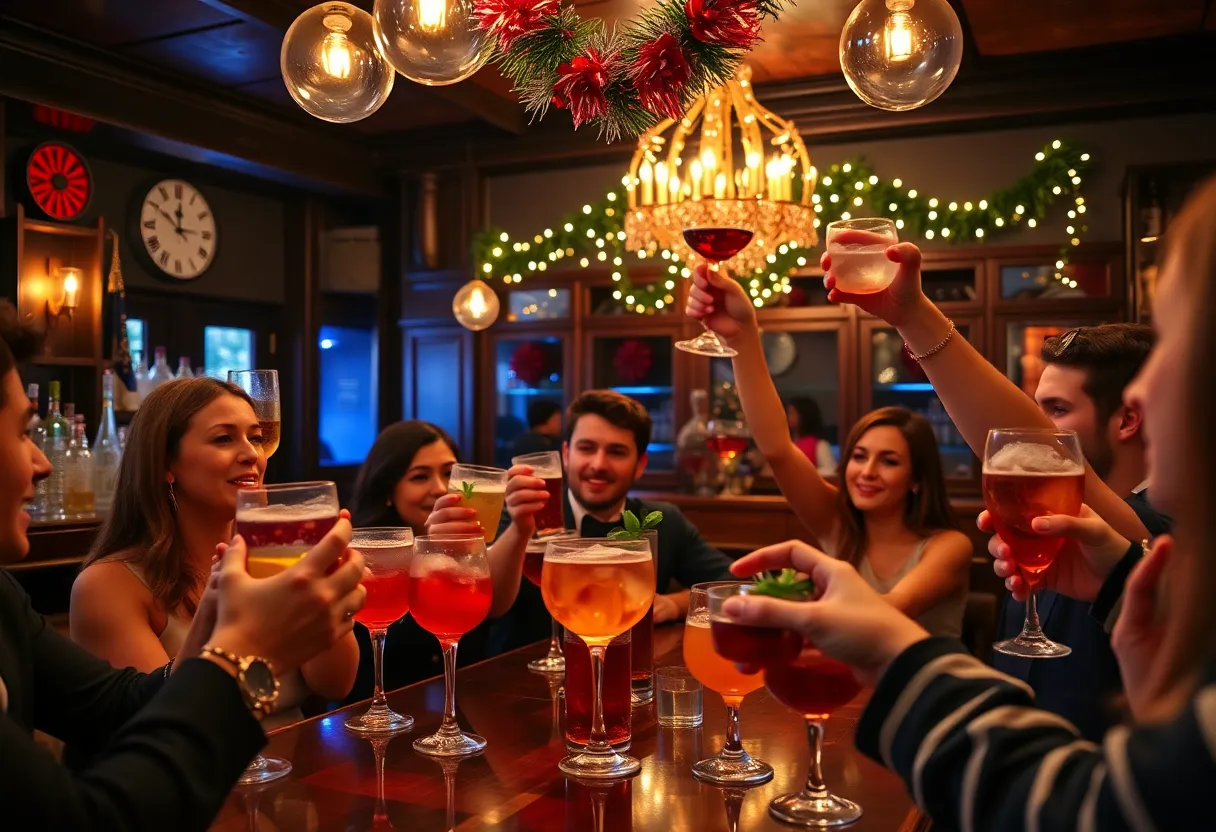 Guests enjoying cocktails during the Repeal Day celebration in a Dallas bar