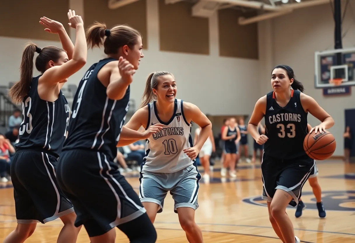 Sachse High School girls basketball team playing a match