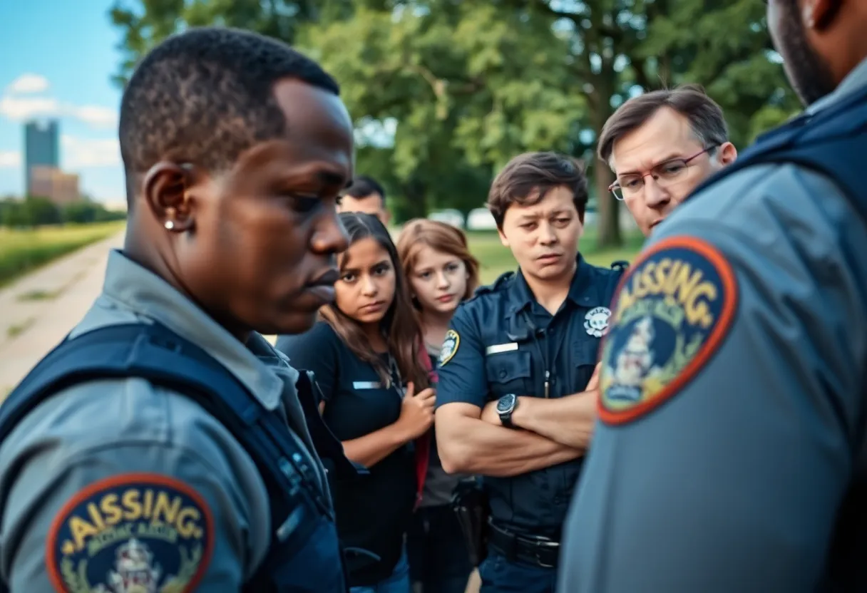 Law enforcement officers searching for missing children in Dallas