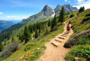 Mountain trail scene representing search efforts for a missing person