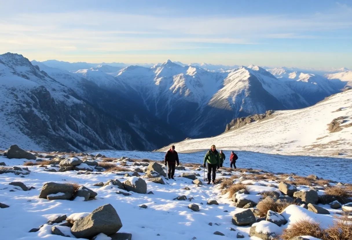 Teams searching in rugged mountainous terrain for a missing professor