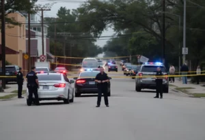 Police presence in West Dallas following a shooting incident