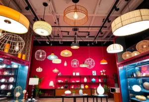 Creative lighting solutions in a modern showroom