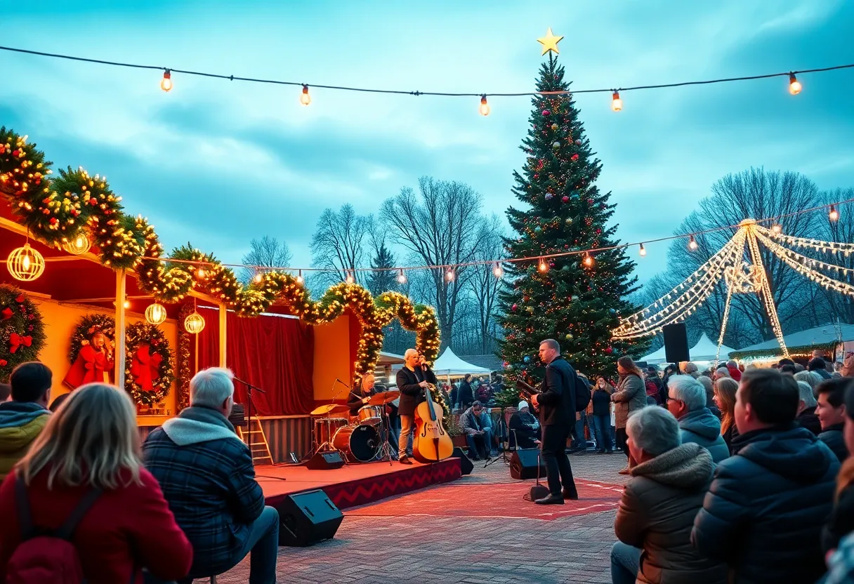 Audience enjoying a festive Sinatra concert under the stars