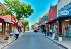 Street view of small businesses in Wylie, Texas