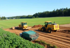 Heavy machinery on a construction site in North Carolina