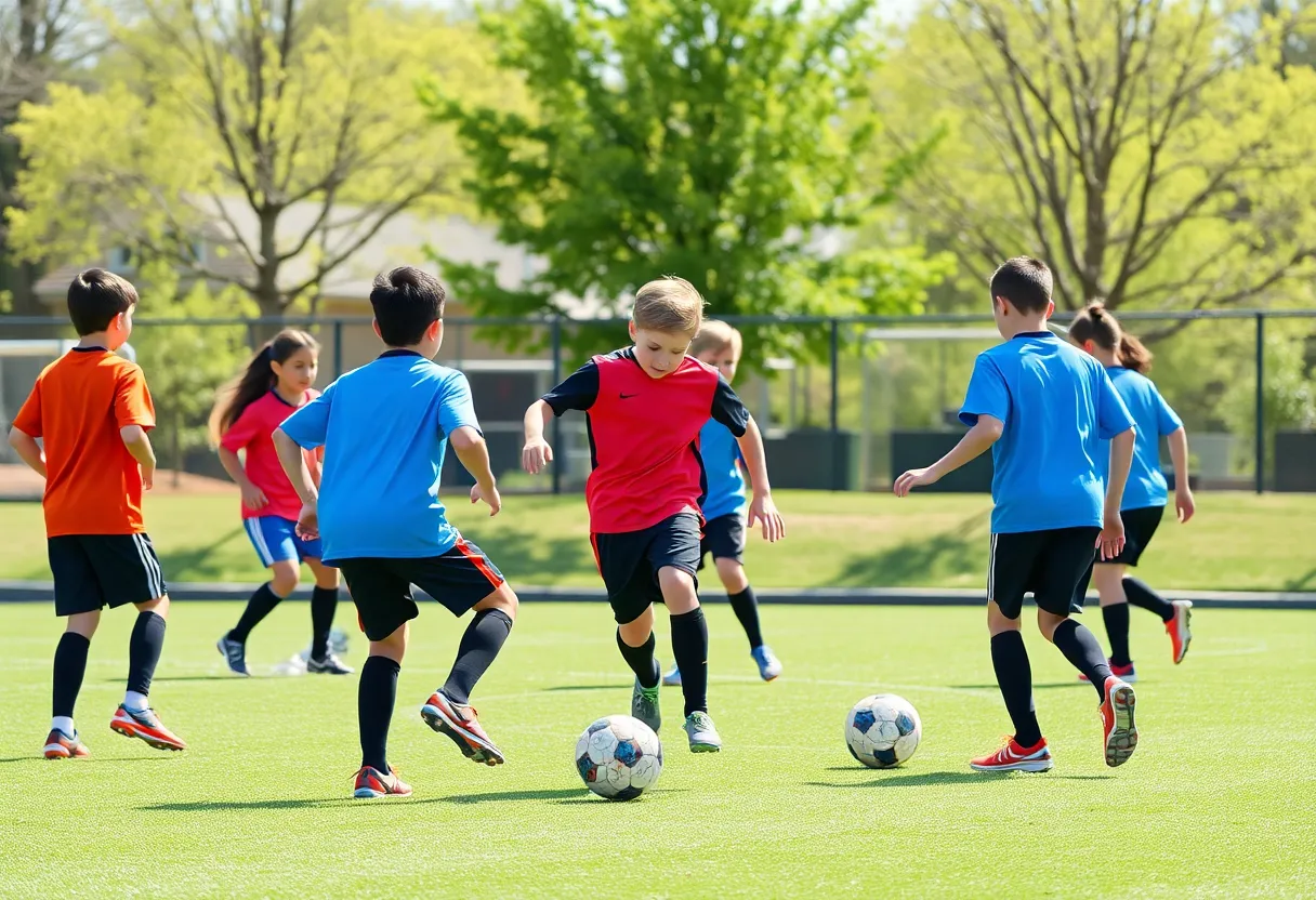 Young athletes training at a soccer camp in Tyler